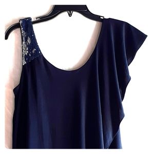 Navy blue asymmetrical Betsy & Adam dress